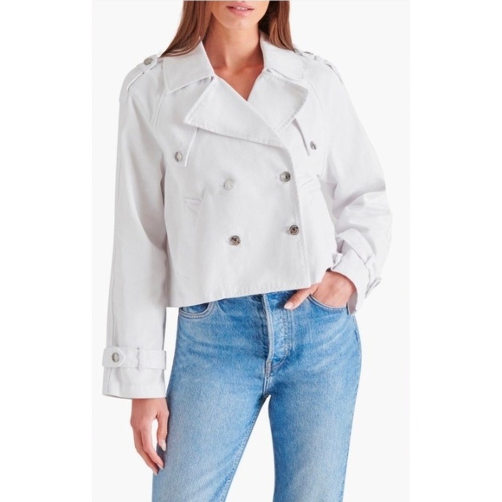 Steve Madden S Small Sirus White Denim Jacket Jean NWT 1432 - Picture 3 of 16